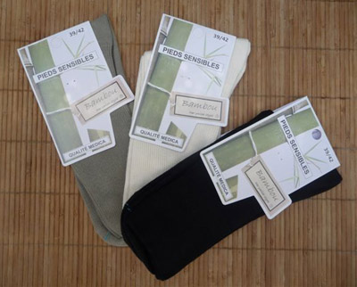 Chaussettes en bambou jambes sensibles (3 paires) - noir, �cru, kaki
