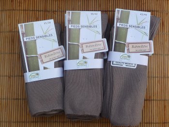 Chaussettes en bambou jambes sensibles (3 paires) - Taupe
